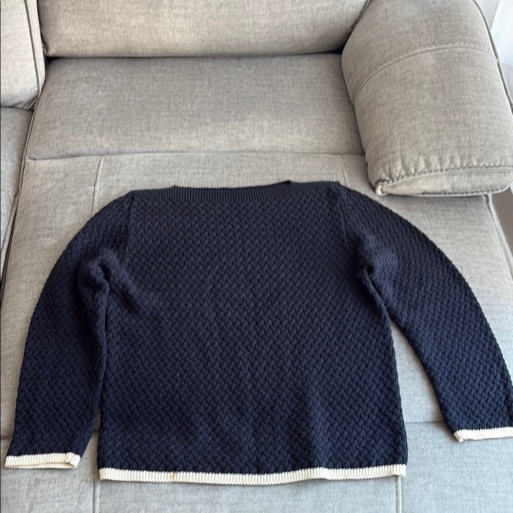 Liz Claiborne Navy Sweater with White Trim